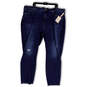 NWT Womens Blue Denim Medium Wash Distressed Skinny Leg Jeans Size 26W image number 1