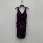 NWT Womens Purple Satin Ruched Sleeveless Cocktail Sheath Dress Size 4 image number 1