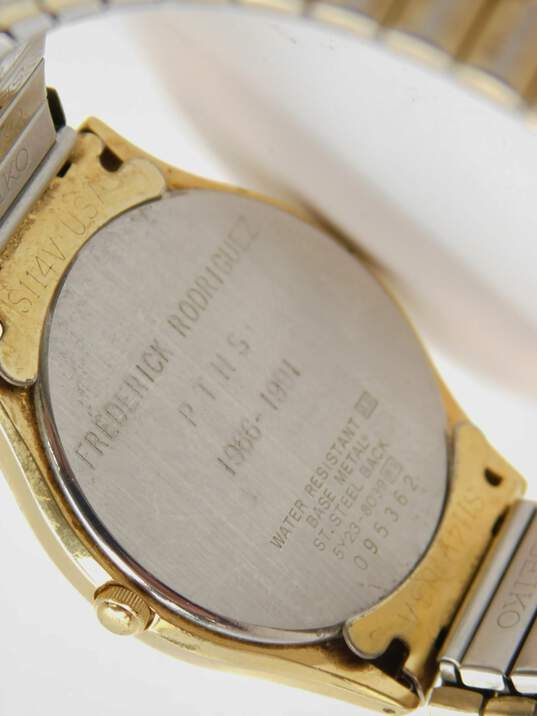 Men's Seiko Quartz 5Y23-8039 Gold Tone Analog Calendar Watch image number 5