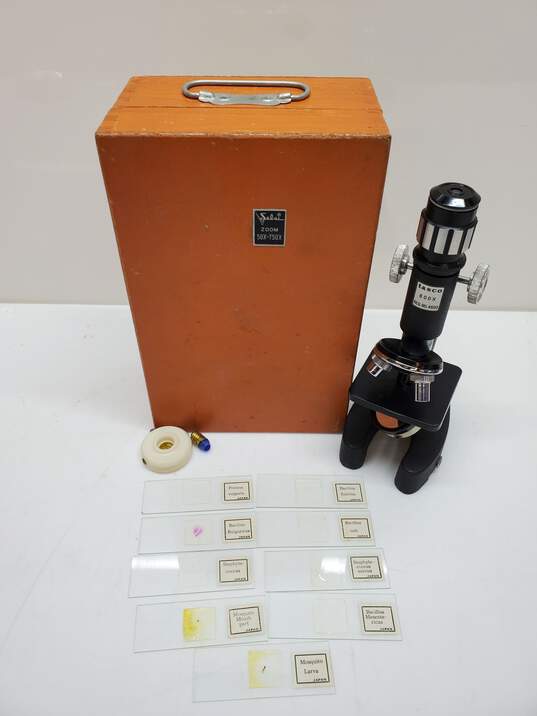 Vintage Tasco 600x Zoom 50x-750x Microscope W/Case & Accessories image number 1