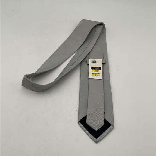 NWT Mens Gray Silk Clip-On Four-In-Hand Keeper Loop Designer Neck Tie image number 2