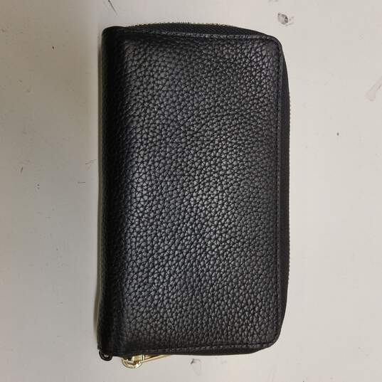 Buy the Michael Kors Pebbled Leather Zip Around Phone Wallet Black ...