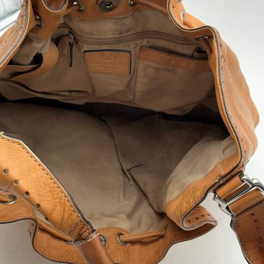Cole Haan Womens Tan Swirl Pattern Leather Handle Zipper Pocket Hobo Bag Purse image number 3