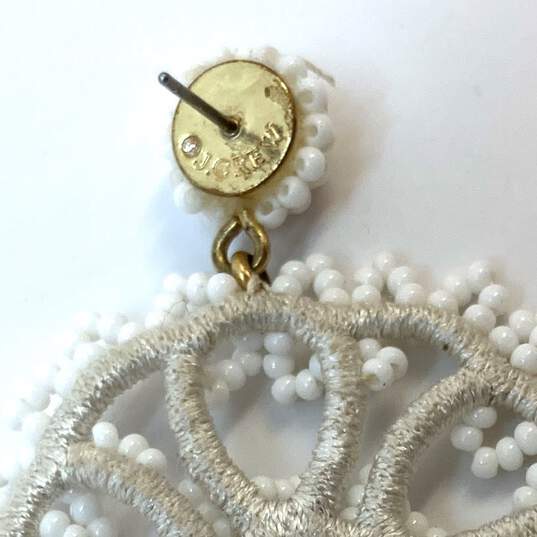 Designer J.Crew Gold-Tone White Bead Round Shape Fashionable Drop Earrings image number 3