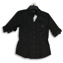 NWT 7th Avenue Design Studio By NY & Co Womens Black Button-Up Shirt Size XS