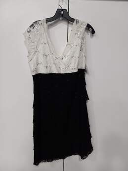 David's Bridal Women's Scarlet Nite Black & White Sequin Dress Size 14