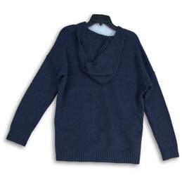 J. Jill Womens Pure Jill Blue Knit Long Sleeve Hooded Pullover Sweater Size M alternative image