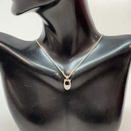 Designer Coach Silver-Tone Crystal Cut Stone Horseshoe Pendant Necklace