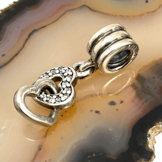 Designer Pandora S925 ALE Sterling Silver Interlocking Hearts Dangle Charm image number 1