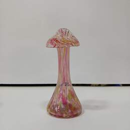 Tulip Bud Vase Handmade Blown Pink/Yellow Glass alternative image