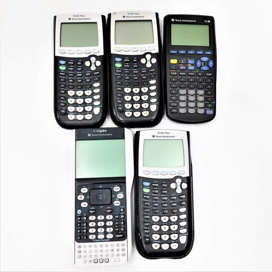 Lot of 5 Texas Instrument Graphing Calculators TI-84 Plus, TI-89 & TI-Nspire image number 1