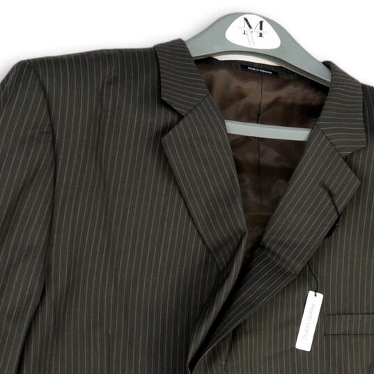 NWT Mens Brown Pinstripe Long Sleeve Notch Lapel Two Button Blazer Size 60R image number 3