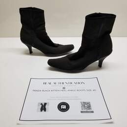 AUTHENTICATED WMNS PRADA KITTEN HEEL ANKLE BOOTS EURO SIZE 40