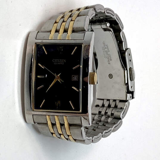 Designer Citizen Silver-Tone Chain Strap Square Analog Quartz Wristwatch image number 1