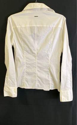 Hugo Boss Womens White Collared Long Sleeve Stretch Zipper Blouse Top Size 10 alternative image
