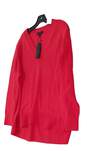 Women's Red V Neck Long Sleeve Pullover Sweater Size XL image number 2