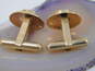 10K Gold Brown Sapphire Cabochon Oval Cuff Links 7.5g image number 4
