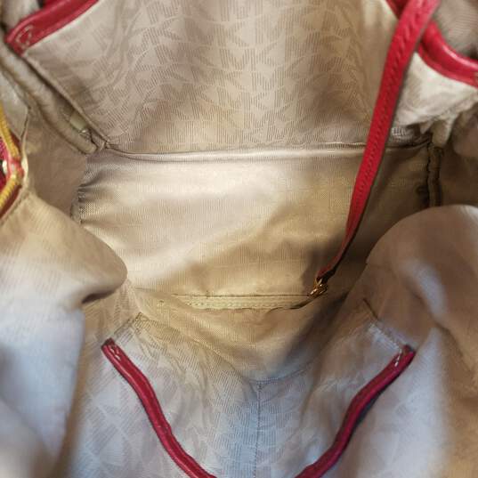 Michael Kors Leather Rhea Zip Medium Backpack Red image number 6