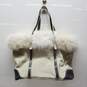 AUTHENTICATED Coach Cream Leather Beaded Hand Held Tote Bag image number 3