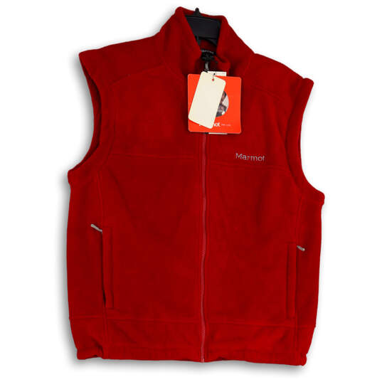 NWT Mens Red Fleece Mock Neck Sleeveless Full-Zip Vest Size Large image number 3