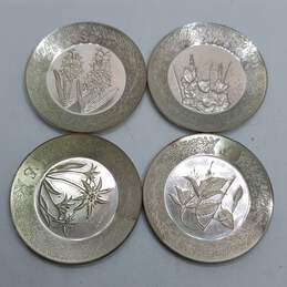 Franklin Mint Alphabet Sterling Silver Miniature Plates E, F, G, H 42.7g
