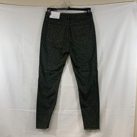 Women's Olive Leopard Print Skinny Jeans, Sz. 4 image number 2