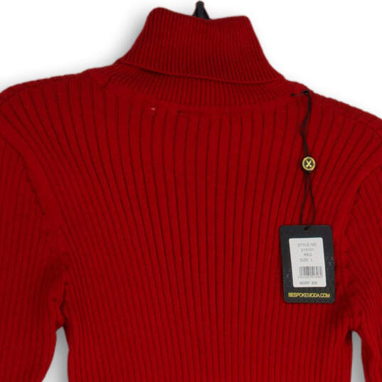 NWT Womens Red Turtleneck Long Sleeve Ribbed Pullover Sweater Size Large image number 3
