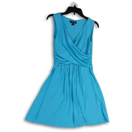 Womens Blue V-Neck Sleeveless Pullover Fit & Flare Dress Size XS 2-4