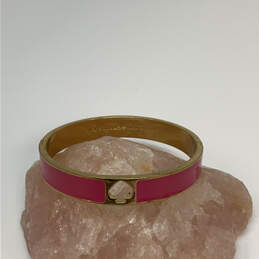 Designer Kate Spade Gold-Tone Pink Enamel Round Hinged Bangle Bracelet