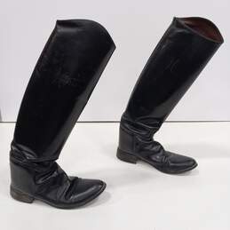 Women's Black Leather Riding Boots Size 8