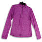 Womens Purple Space Dye 1/4 Zip Mock Neck Activewear Pullover T-Shirt Sz M image number 1