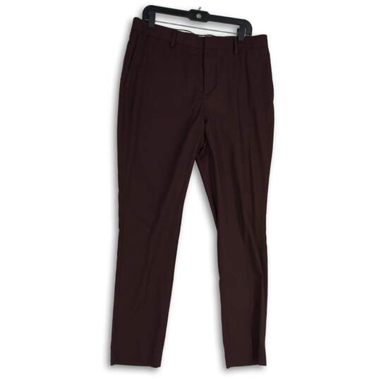 H&M Womens Purple Flat Front Straight Leg Slash Pocket Dress Pants Size 36R image number 1