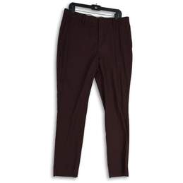 H&M Womens Purple Flat Front Straight Leg Slash Pocket Dress Pants Size 36R