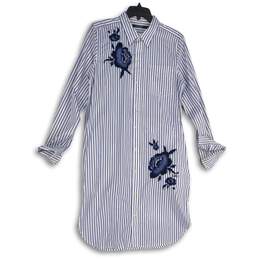 Lauren Ralph Lauren Womens Blue White Floral Long Sleeve Shirt Dress Size 10