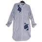 Lauren Ralph Lauren Womens Blue White Floral Long Sleeve Shirt Dress Size 10 image number 1
