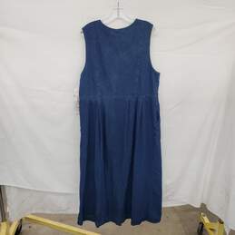 Jane Ashley Vintage Blue Cotton Snowman Embroidered Maxi Dress WM Size XL NWT alternative image