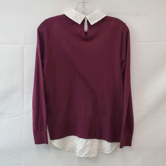 Ted Baker Ohlin Mixed Media Layered Look Sweater in Oxblood image number 2