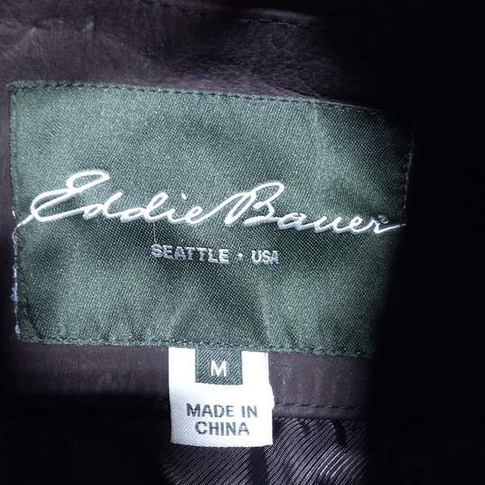 Eddie Bauer Men's Bomber Style Brown Leather Jacket Size Medium image number 5