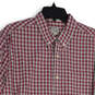 Mens Magenta Plaid Long Sleeve Pockets Collared Button-Up Shirt Size Large image number 3