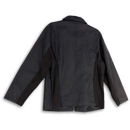 Women Black Leather Long Sleeve Spread Collar Full-Zip Jacket Size 1X alternative image