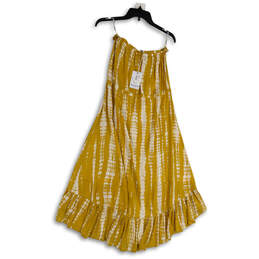 NWT Womens Yellow White Tie Dye Strapless Ruffle Hem A-Line Dress Size S alternative image