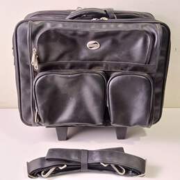 Black Leather Roll-Out Luggage Case