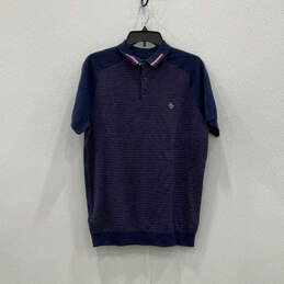 NWT Mens Blue Short Sleeve Collared Button Front Polo Shirt Size Medium