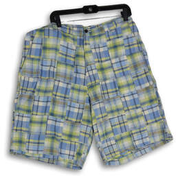 NWT Womens Multicolor Plaid Flat Front Slash Pocket Bermuda Shorts Size 36