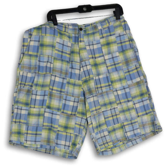 NWT Womens Multicolor Plaid Flat Front Slash Pocket Bermuda Shorts Size 36 image number 1