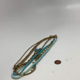 Designer Stella & Dot Gold-Tone Isa Disc Multi-Layered Beads Chain Necklace