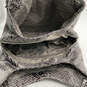 Womens Gray Python Snakeskin Print Leather Inner Divider Snap Hobo Bag image number 3