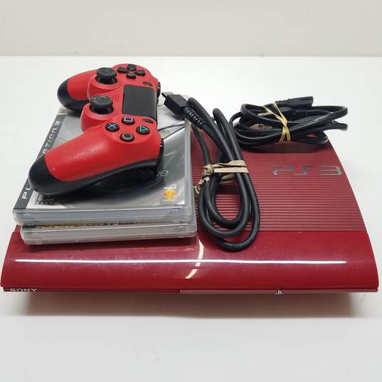 Red PlayStation 3 Super Slim 500GB Bundle image number 1