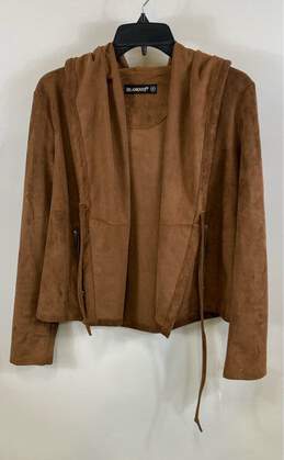 Blank NYC Womens Brown Hooded Long Sleeve Tie Front Jacket Size Medium
