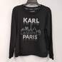 Womens Black Knitted Long Sleeve Crew Neck Pullover Sweatshirt Size Medium image number 1